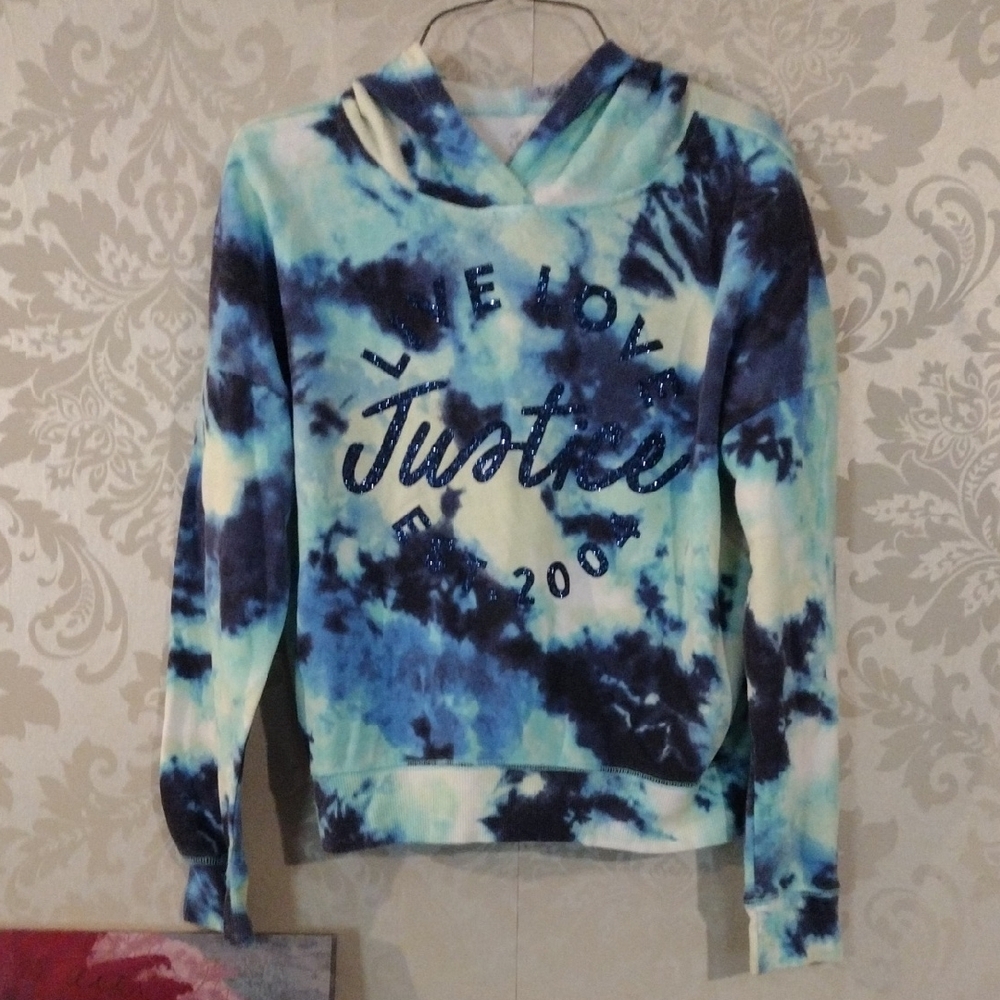 Justice Blue and Black Tie-Dye Hoodie